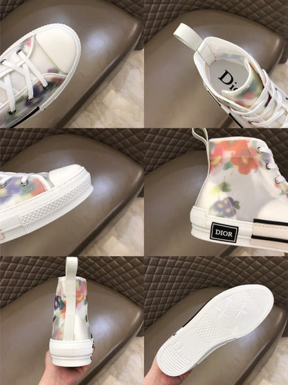 MO - DIR B23 White Floral Print HIGH-TOP SNEAKER