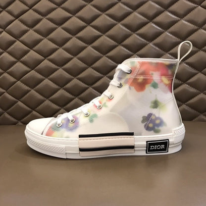 MO - DIR B23 White Floral Print HIGH-TOP SNEAKER