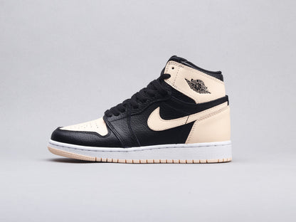 MO - AJ1 black pink toe women's shoes