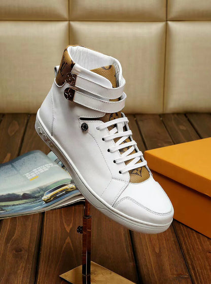 MO - LUV HIgh Top White Brown Sneaker