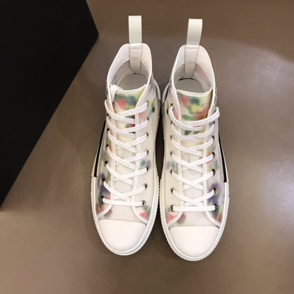 MO - DIR B23 White Floral Print HIGH-TOP SNEAKER