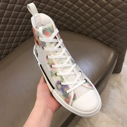 MO - DIR B23 White Floral Print HIGH-TOP SNEAKER